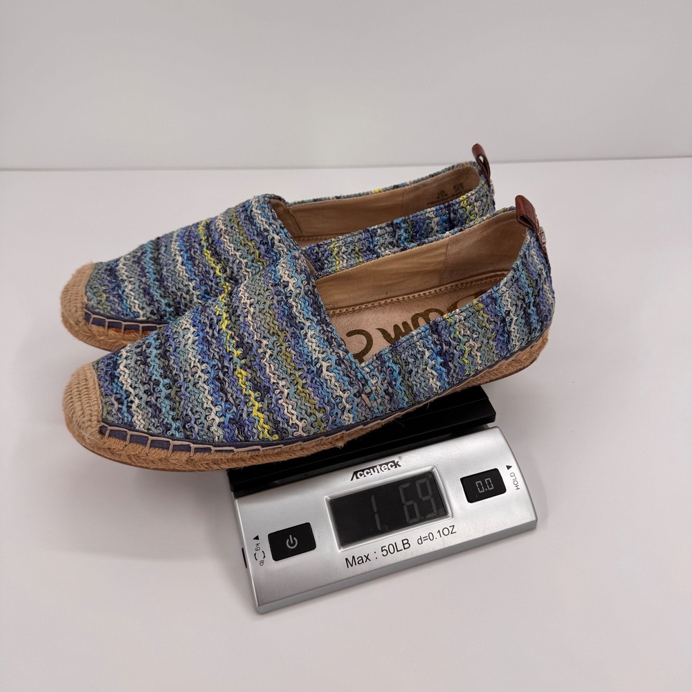Sam Edelman Women's 9.5M Khloe Blue Multi Woven Raffia Espadrille Flats Shoes - Picture 12 of 12